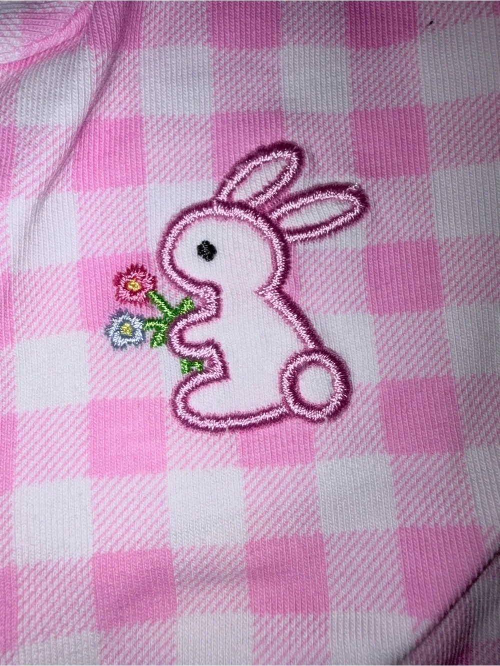 Classic Whimsy pink check footed sleeper with Bunny applique sz 12 mo NWT